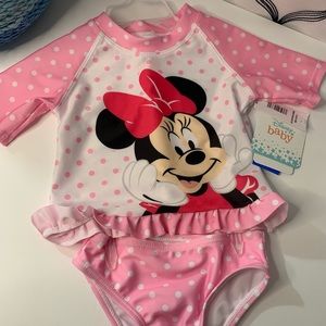 Disney Baby Minnie 2 piece Swimsuit Pink/white size 12m,18m or 24m